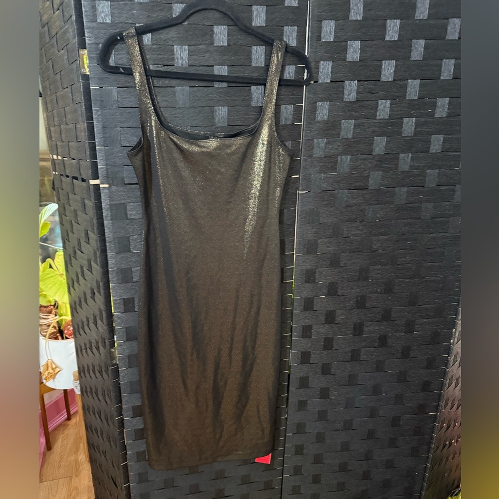 American Apparel Pont Tank Dress Black And Gold Size M